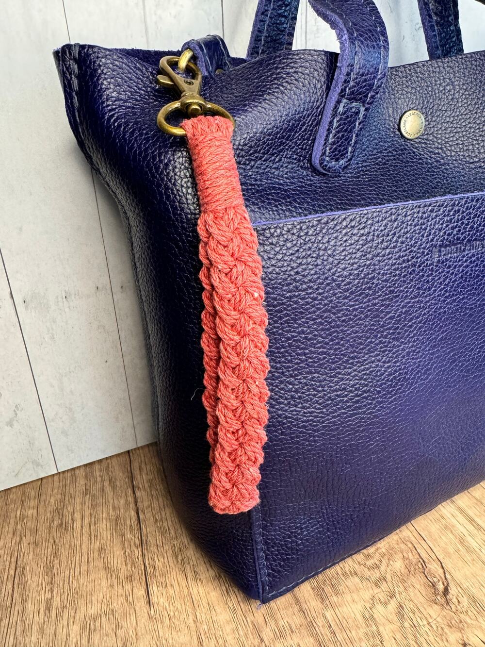 Pink Macrame Wristlet Purse Strap Keychain Boho Purse Charm FAST SHIP NEW